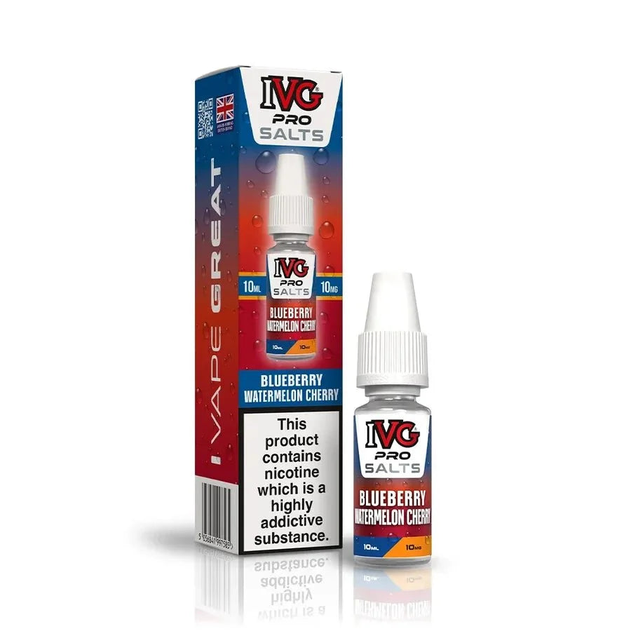 Buy IVG Pro Nic Salt 10ml E-liquids Box of 10 Blueberry Watermelon Cherry