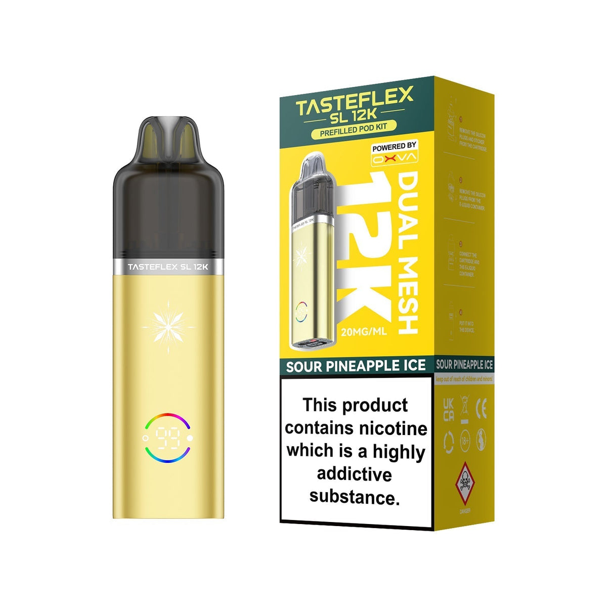 Buy Oxva Tasteflex SL 12k Prefilled Pod Kit Box of 5 Sour Pineapple Ice
