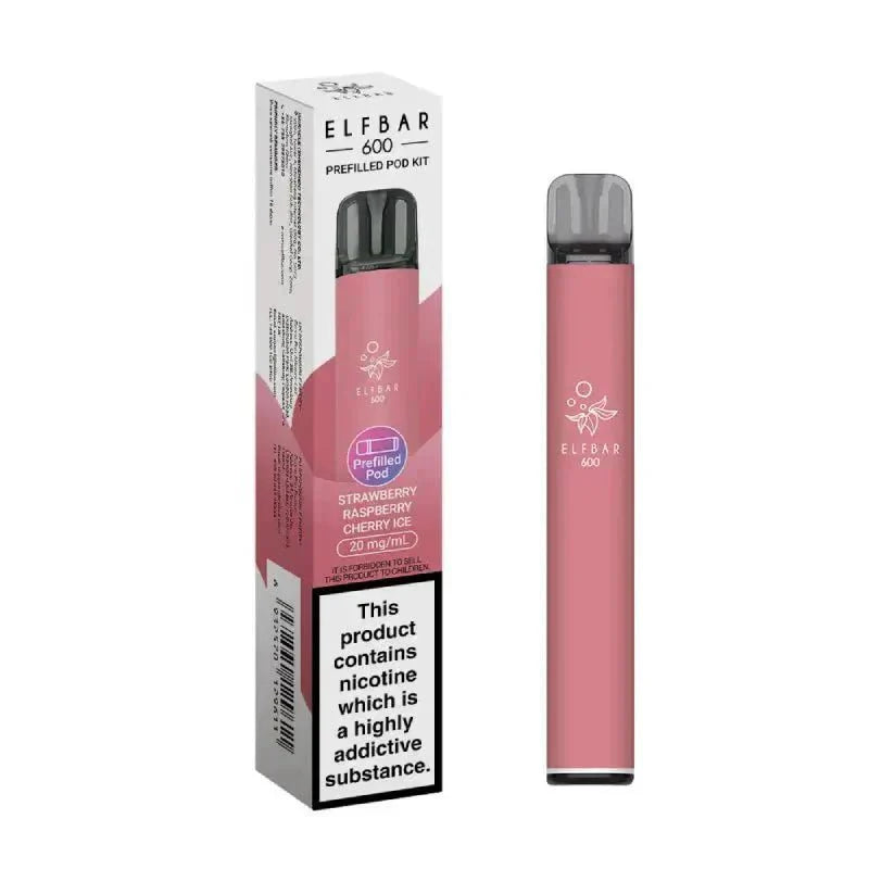 Buy Elf Bar 600 Prefilled Pod Kit Pack of 5 Strawberry Raspberry Cherry Ice