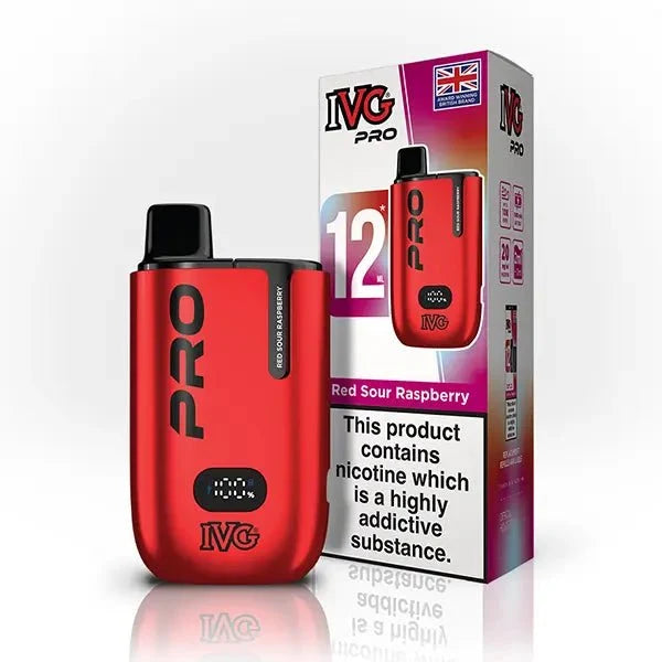Buy IVG Pro 10K Prefilled Vape Pod Kit Box of 5 Red Sour Raspberry