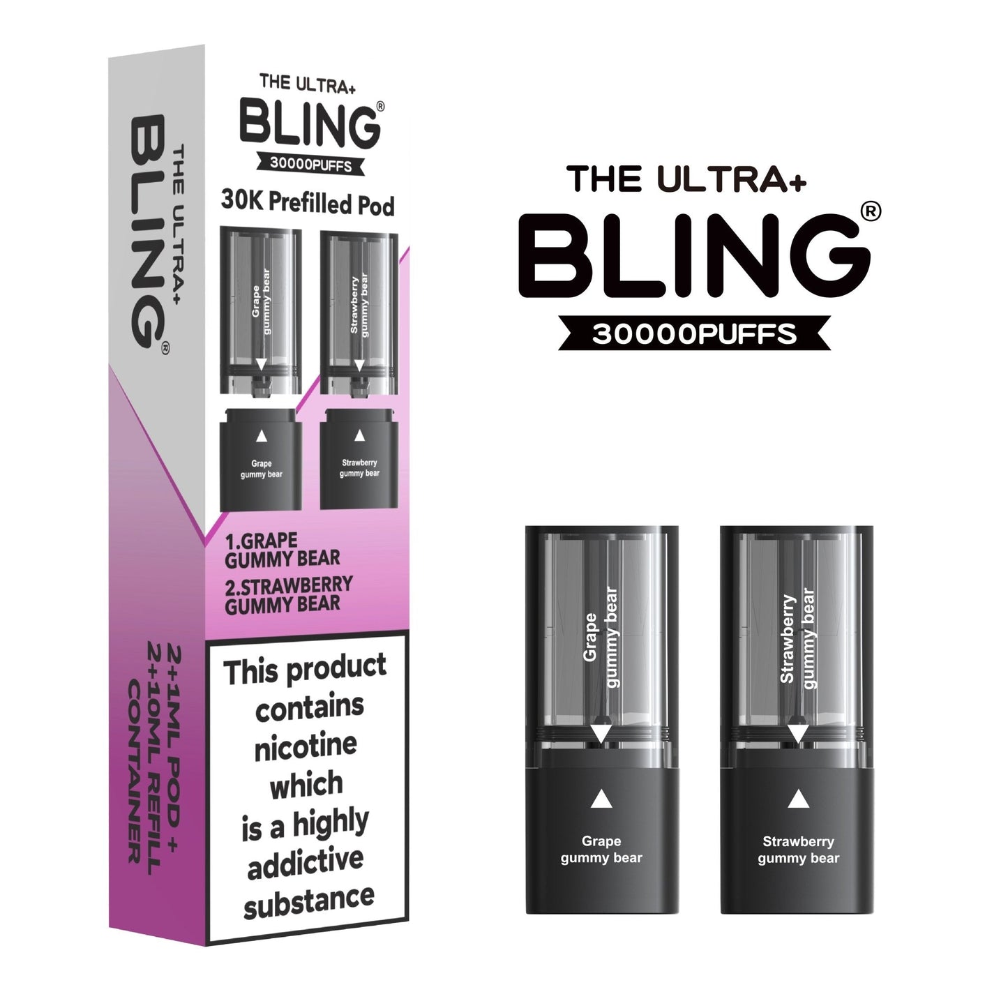 Buy The Bling Ultra Plus 30k Replacement Pods Pack of 5 Grape Gummy Bear Strawberry Gummy Bear