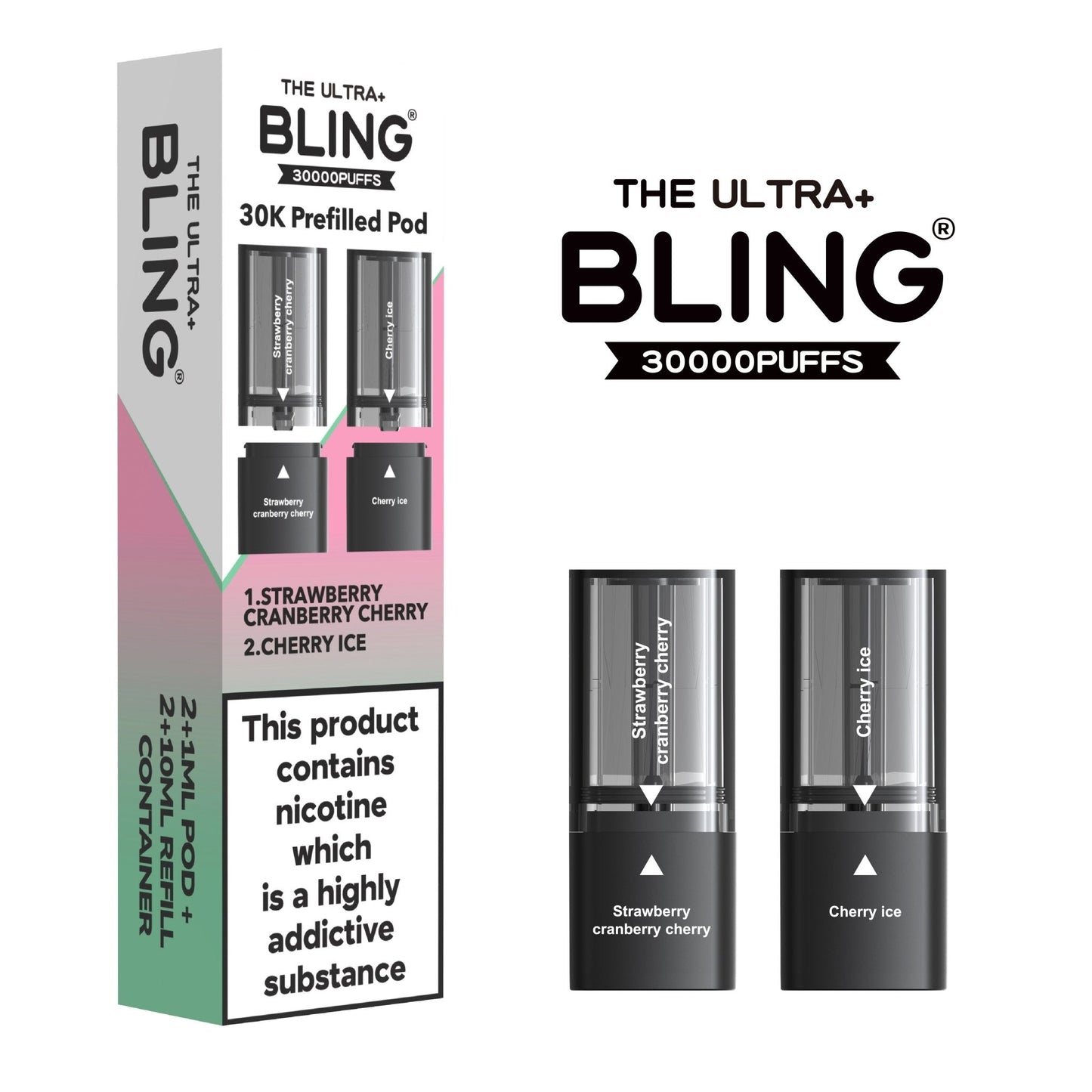 Buy The Bling Ultra Plus 30k Replacement Pods Pack of 5 Strawberry Cranberry Cherry Cherry Ice