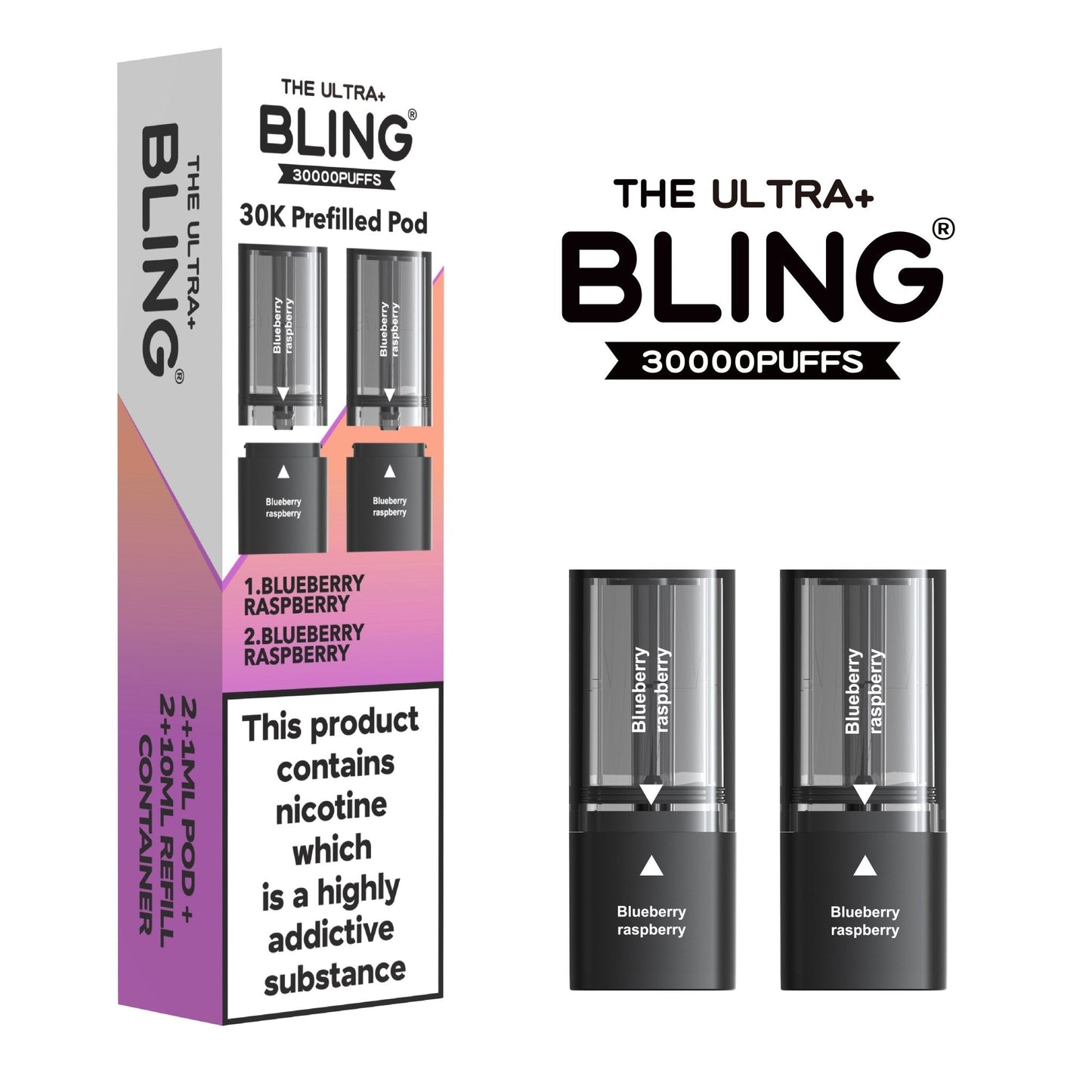 Buy The Bling Ultra Plus 30k Replacement Pods Pack of 5 Blueberry Raspberry