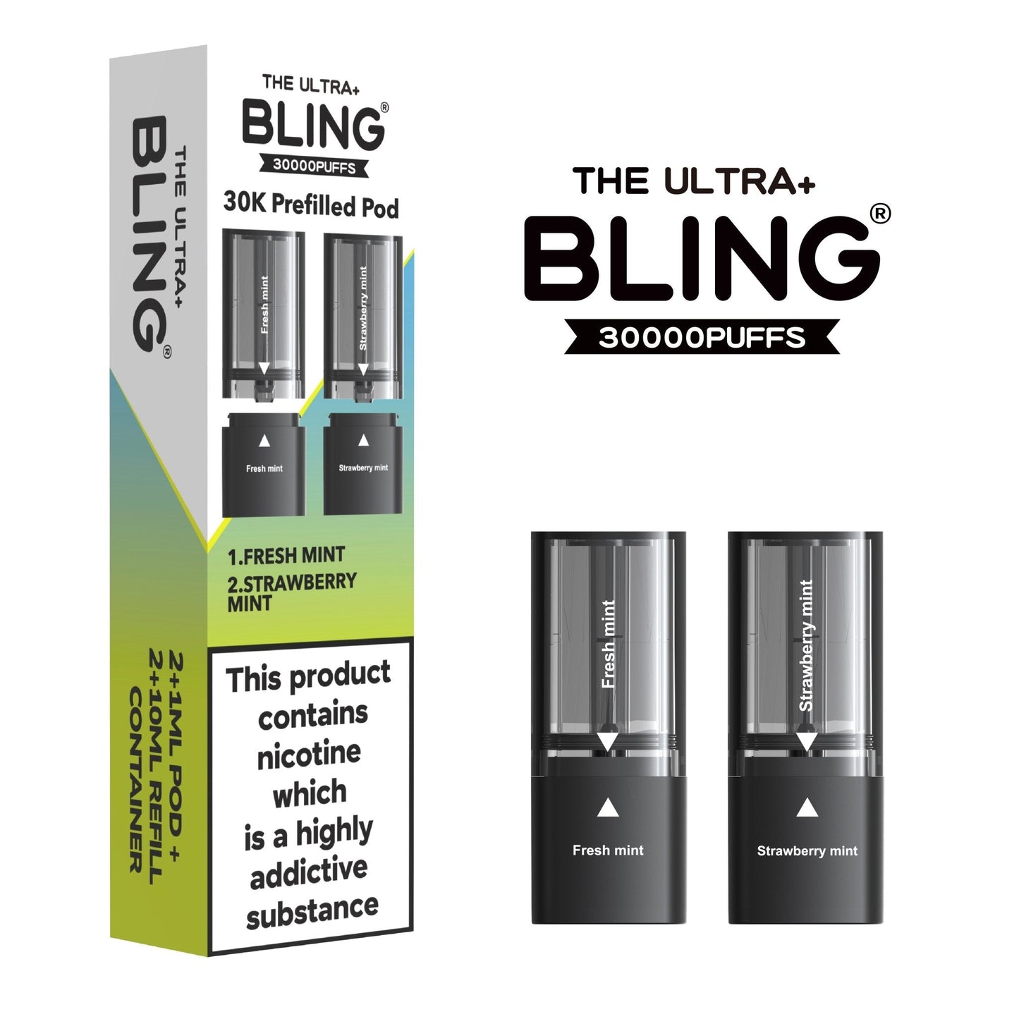 Buy The Bling Ultra Plus 30k Replacement Pods Pack of 5 Fresh Mint Strawberry Mint