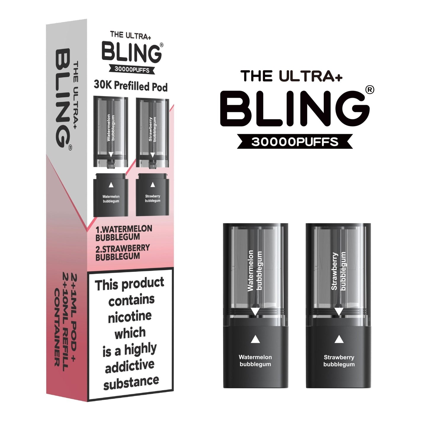 Buy The Bling Ultra Plus 30k Replacement Pods Pack of 5 Watermelon Bubblegum Strawberry Bubblegum