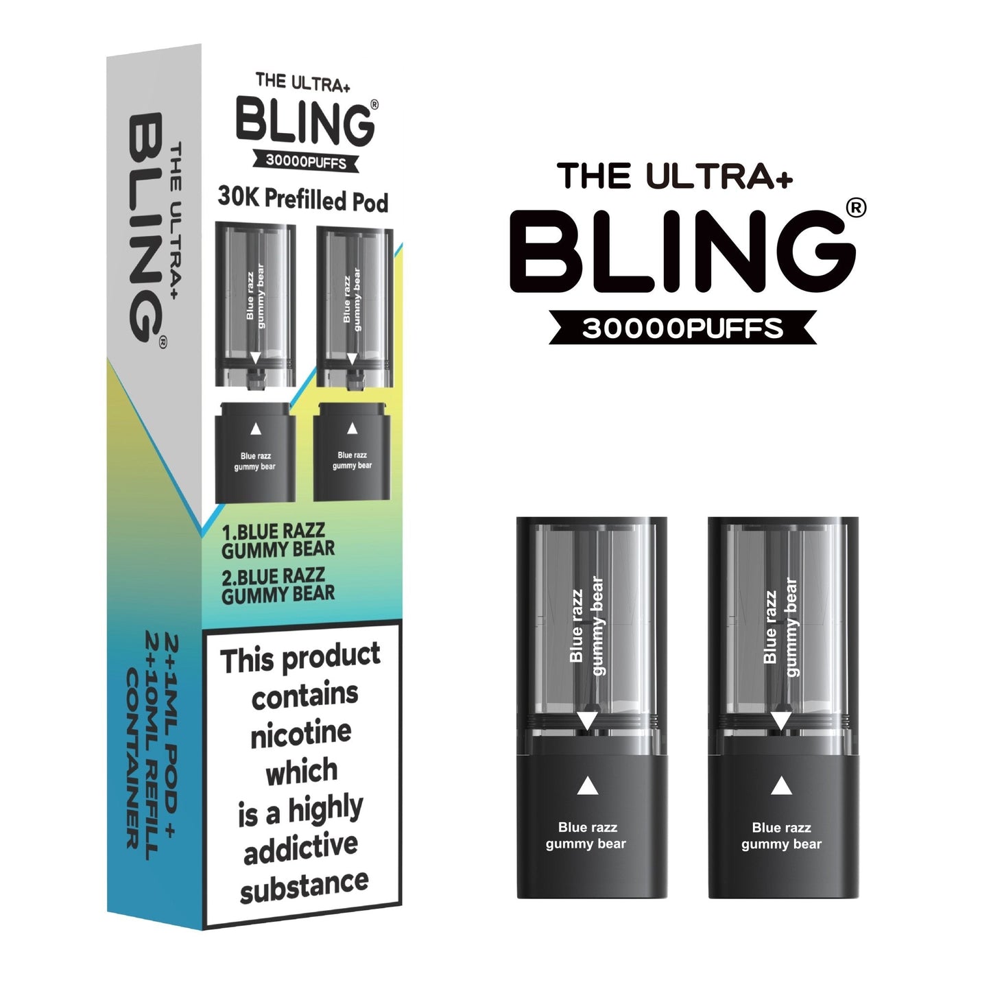 Buy The Bling Ultra Plus 30k Replacement Pods Pack of 5 Blue Razz Gummy Bear