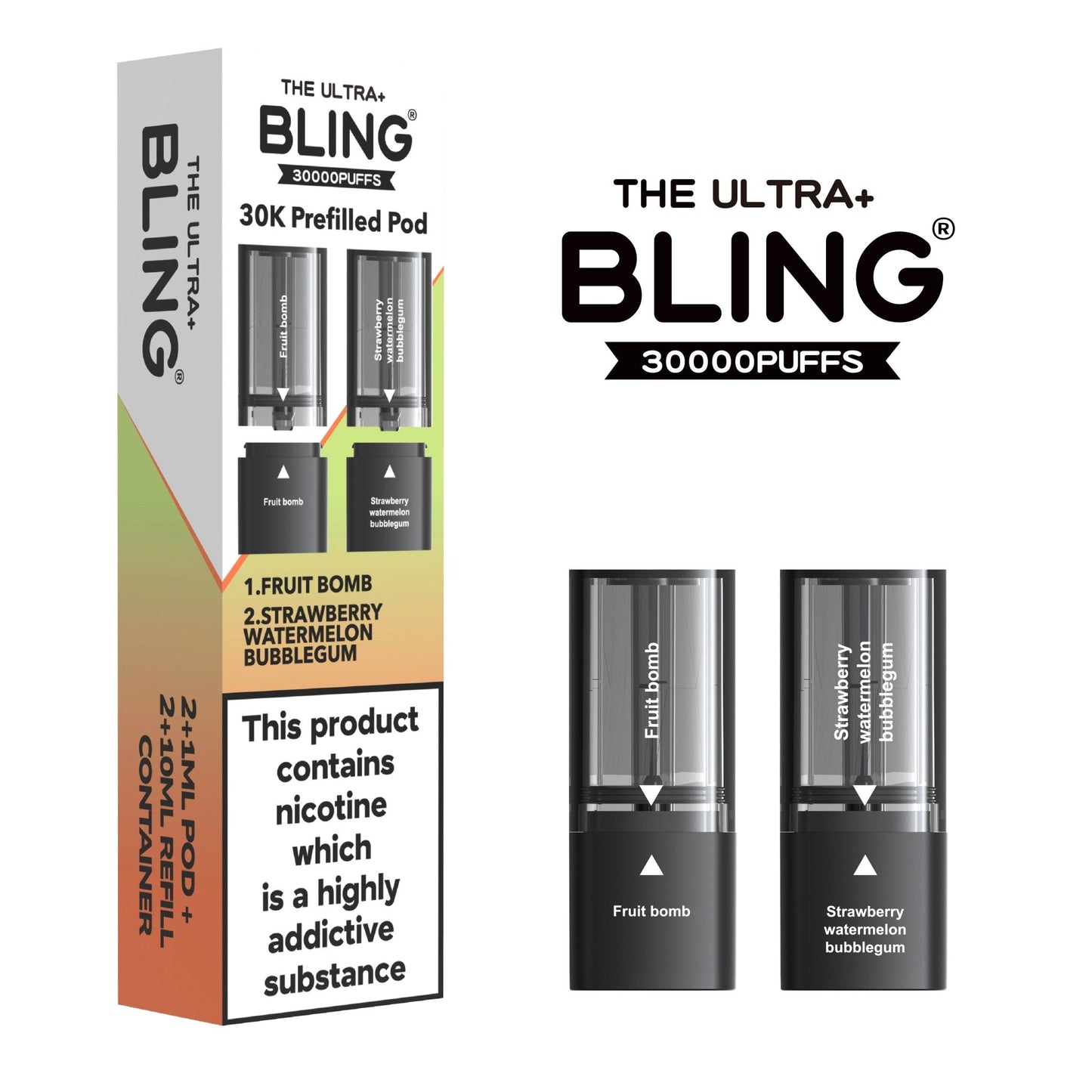 Buy The Bling Ultra Plus 30k Replacement Pods Pack of 5 Fruit Bomb Strawberry Watermelon Bubblegum