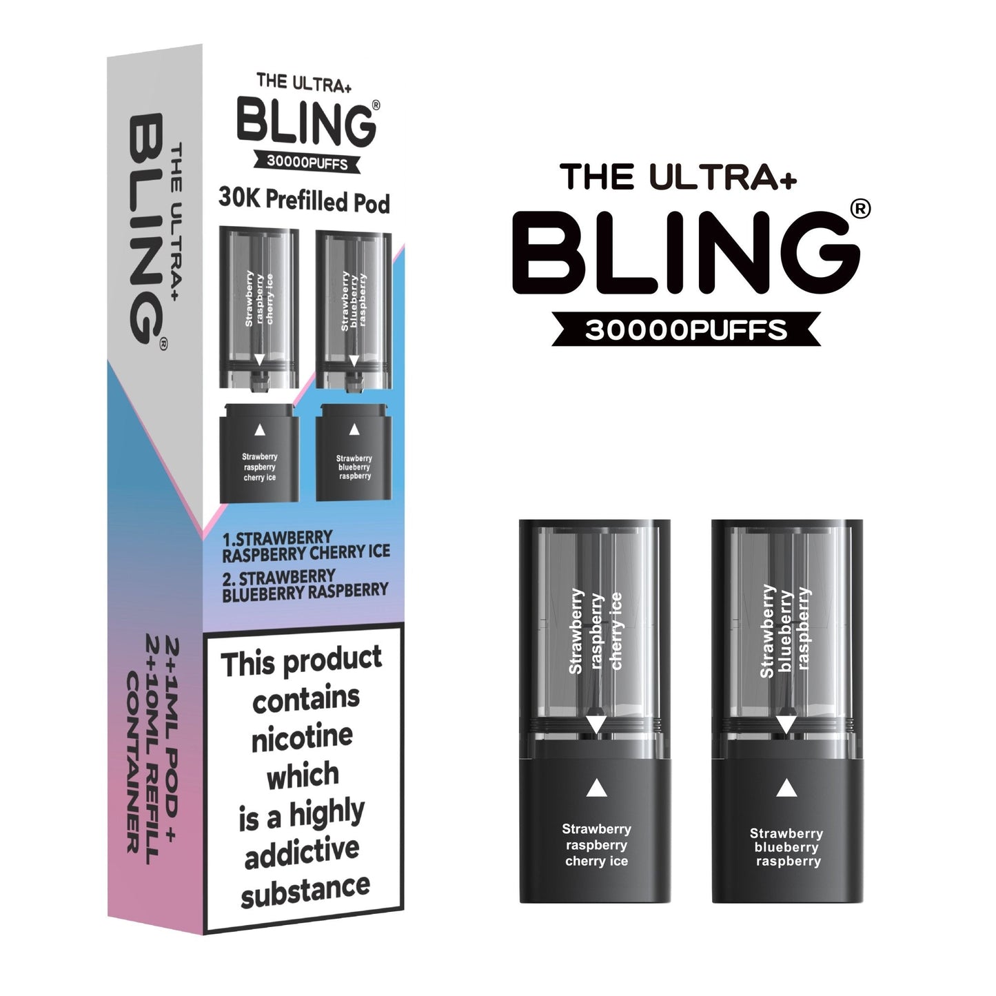Buy The Bling Ultra Plus 30k Replacement Pods Pack of 5 Strawberry Raspberry Cherry Ice Strawberry Blueberry Raspberry