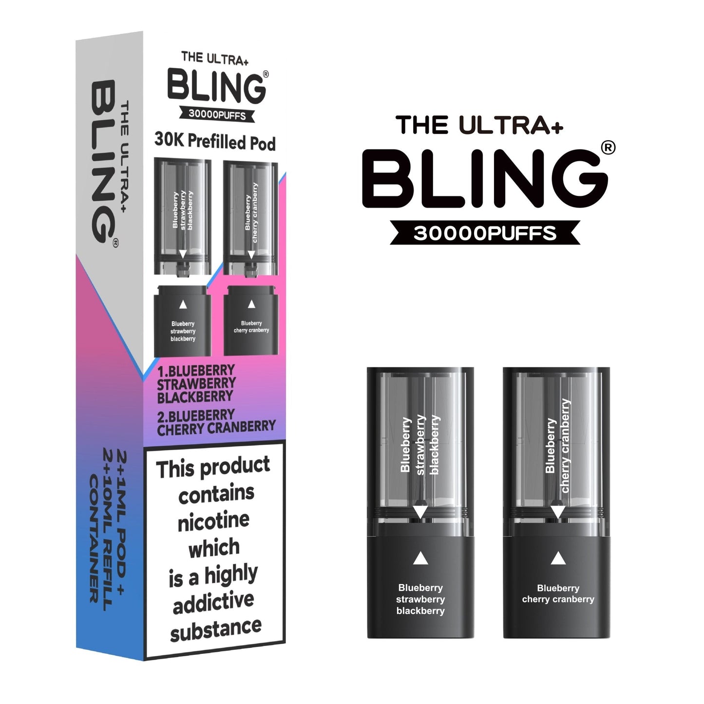 Buy The Bling Ultra Plus 30k Replacement Pods Pack of 5 Blueberry Strawberry Blackberry Blueberry Cherry Cranberry
