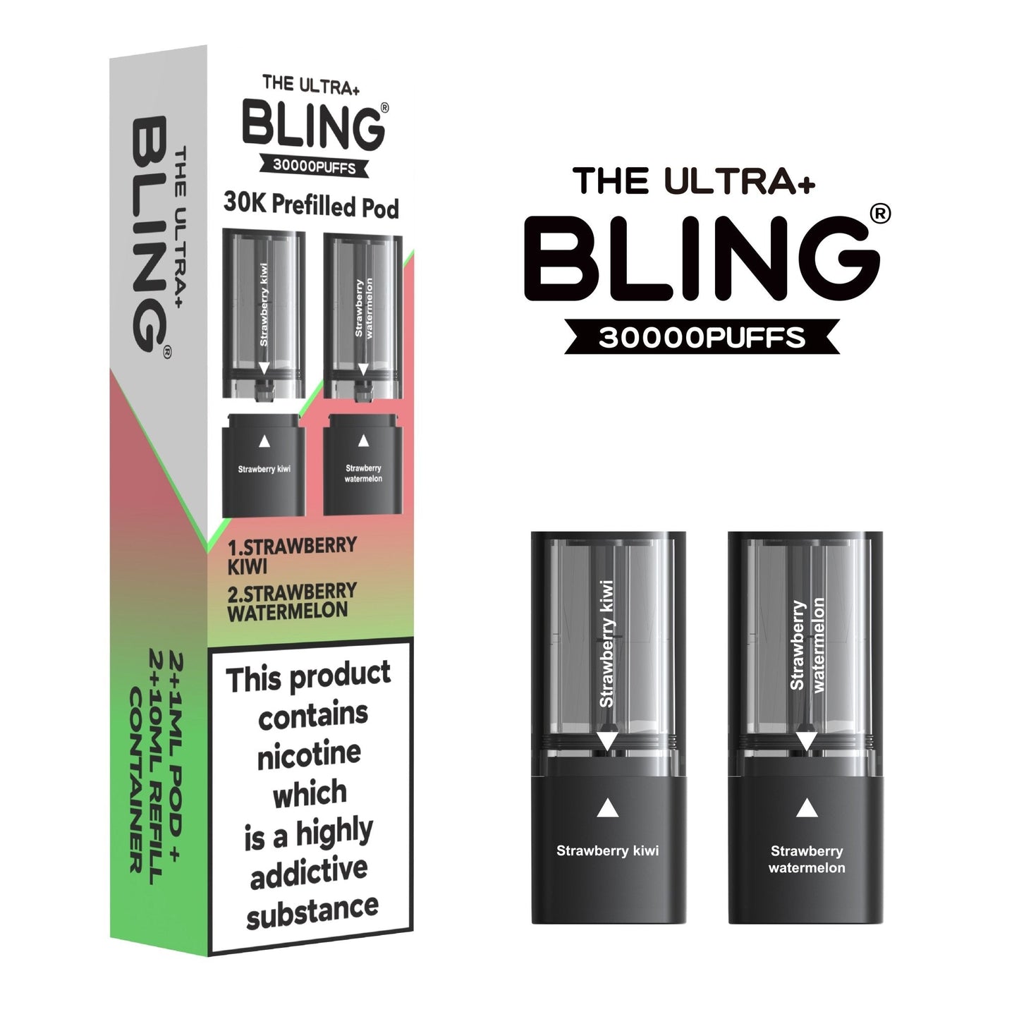 Buy The Bling Ultra Plus 30k Replacement Pods Pack of 5 Strawberry Kiwi Strawberry Watermelon