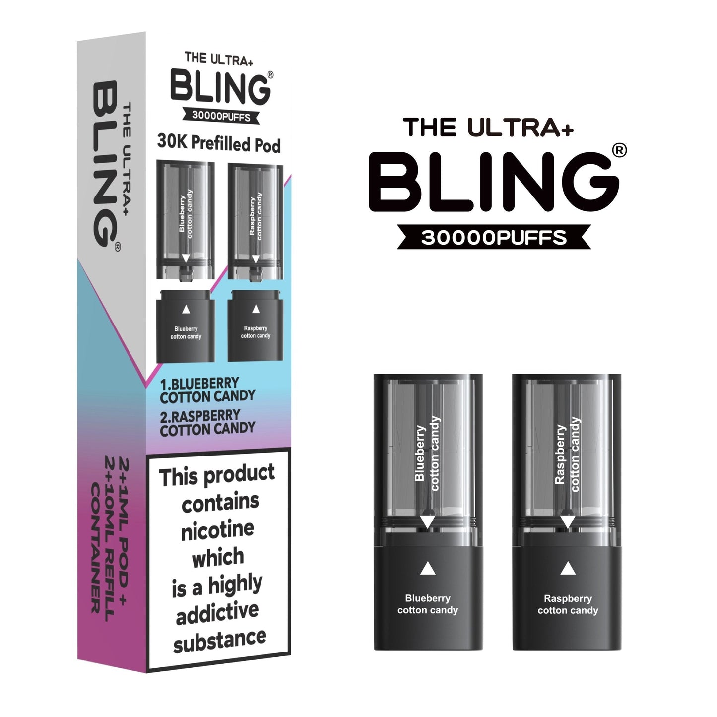 Buy The Bling Ultra Plus 30k Replacement Pods Pack of 5 Blueberry Cotton Candy Raspberry Cotton Candy
