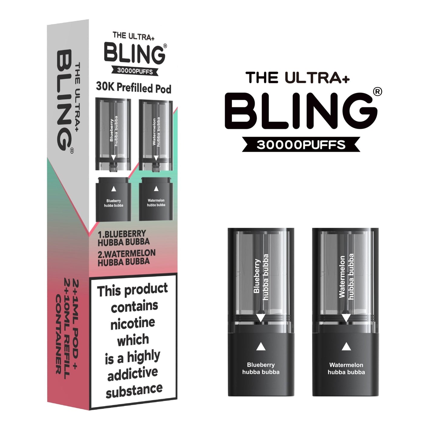 Buy The Bling Ultra Plus 30k Replacement Pods Pack of 5 Blueberry Hubba Bubba Watermelon Hubba Bubba