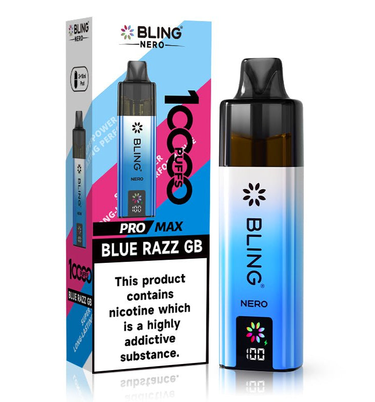 Buy Crystal Bling Nero 10k Vape Kit Box of 5 Blue Razz GB