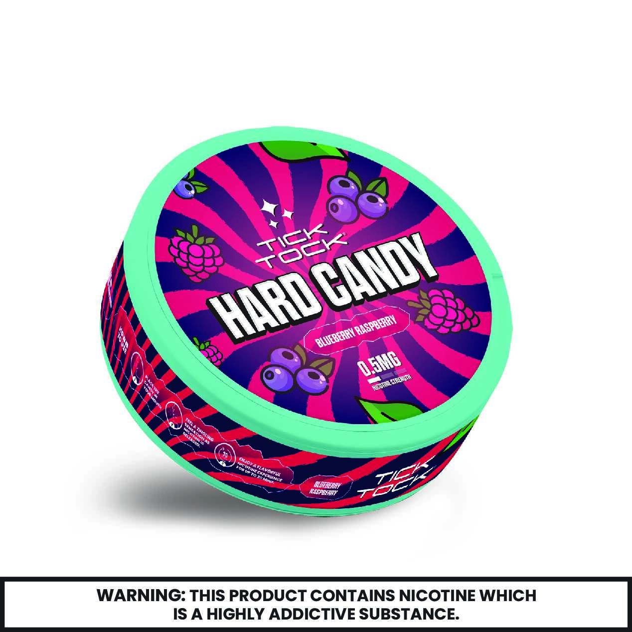 Buy Tick Tock Nicotine Hard Candy 0.5mg - Pack of 5 Blueberry Raspberry