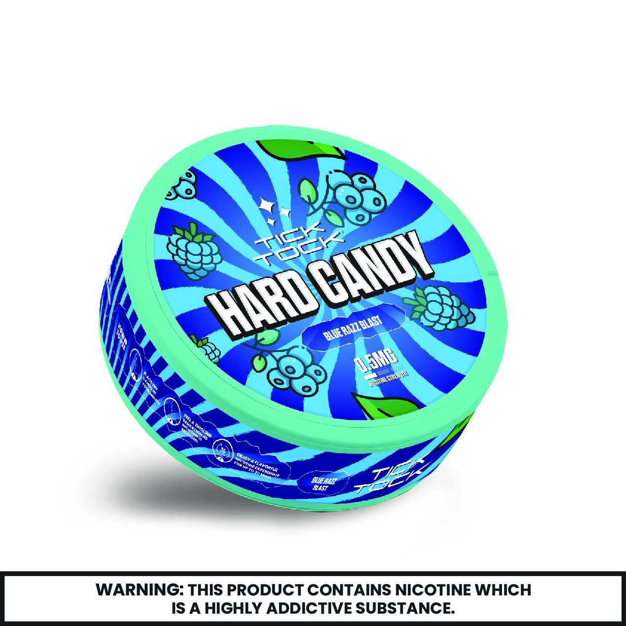 Buy Tick Tock Nicotine Hard Candy 0.5mg - Pack of 5 Blue Razz Blast