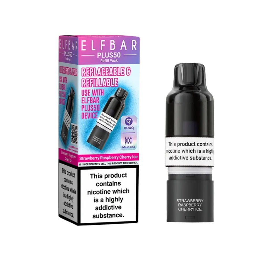 Buy Elf Bar Plus 50 Refill Pod (Pack of 5) Strawberry Raspberry Cherry Ice