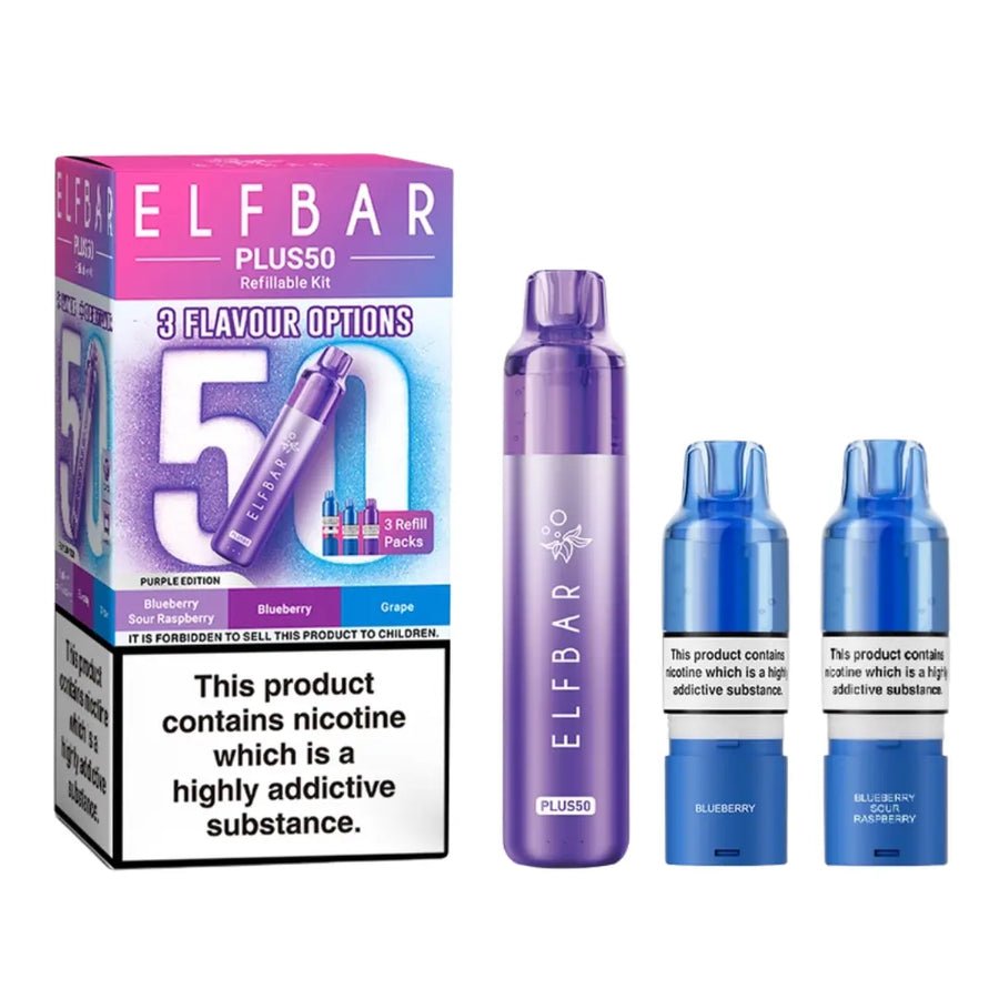 Buy Elf Bar Plus 50 Vape Kit (Pack of 5) Purple Edition