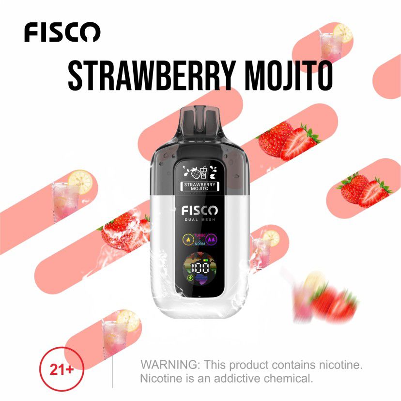 Buy Fisco Point Pro 7000 Disposable Vape - Box of 5 Strawberry Mojito