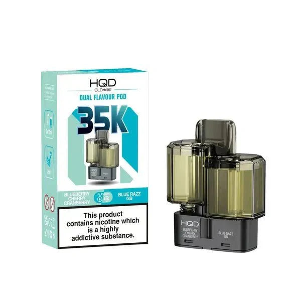 Buy HQD Glow Air 35K Prefilled Pods Pack of 5 Blueberry Cherry Cranberry Blue Razz GB