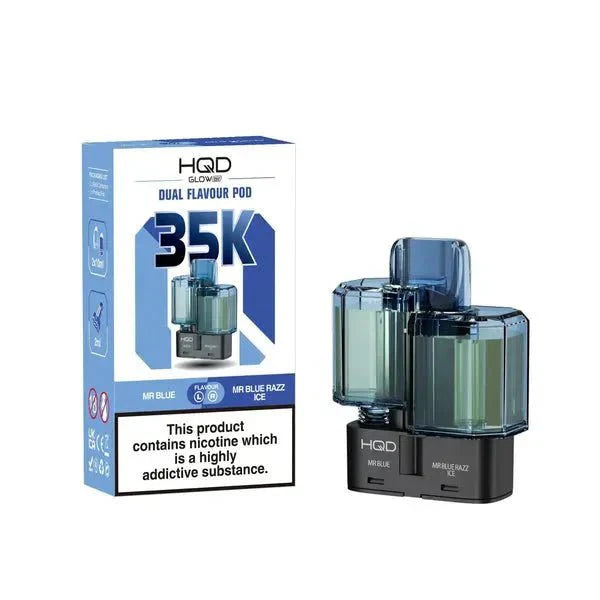 Buy HQD Glow Air 35K Prefilled Pods Pack of 5 Mr Blue Mr Blue Razz Ice
