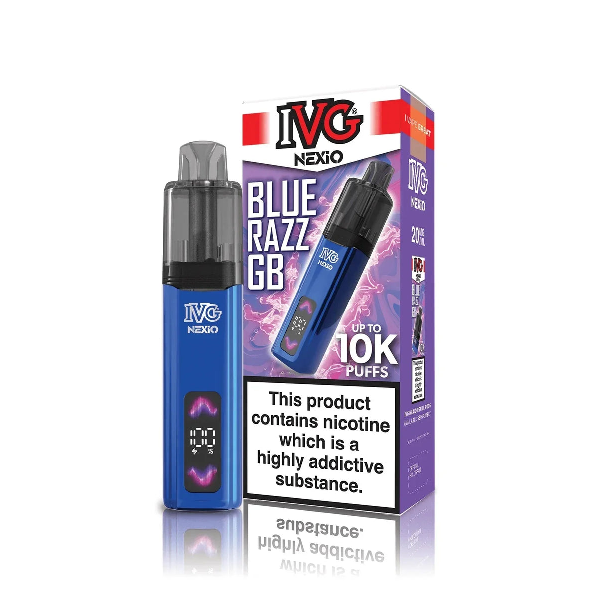 Buy IVG Nexio 10k Pod Vape Kit Box of 5 Blue Razz GB