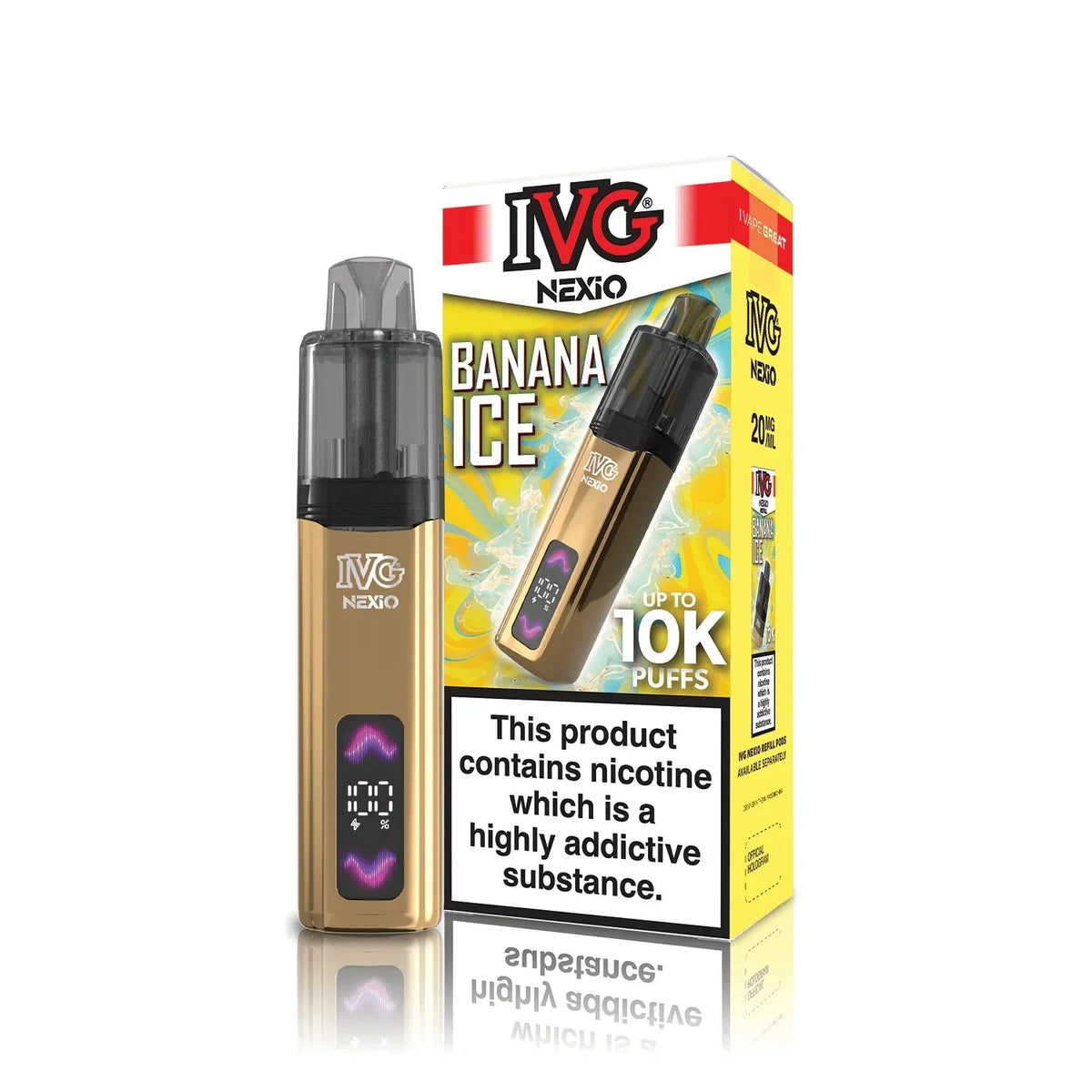 Buy IVG Nexio 10k Pod Vape Kit Box of 5 Banana Ice