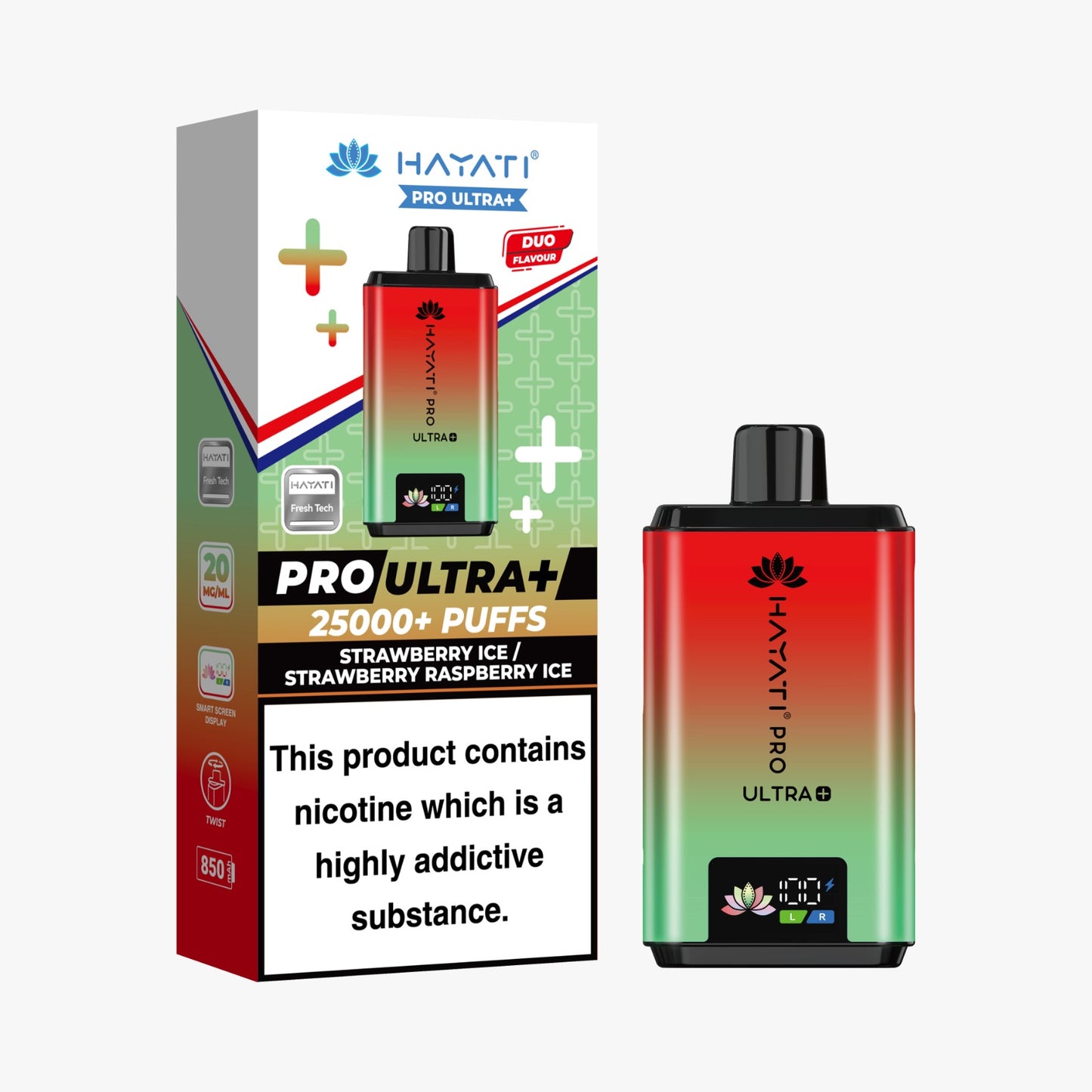 Buy Hayati Pro Ultra Plus 25k Prefilled Vape Kit Box of 5 Strawberry Ice Strawberry Raspberry Ice