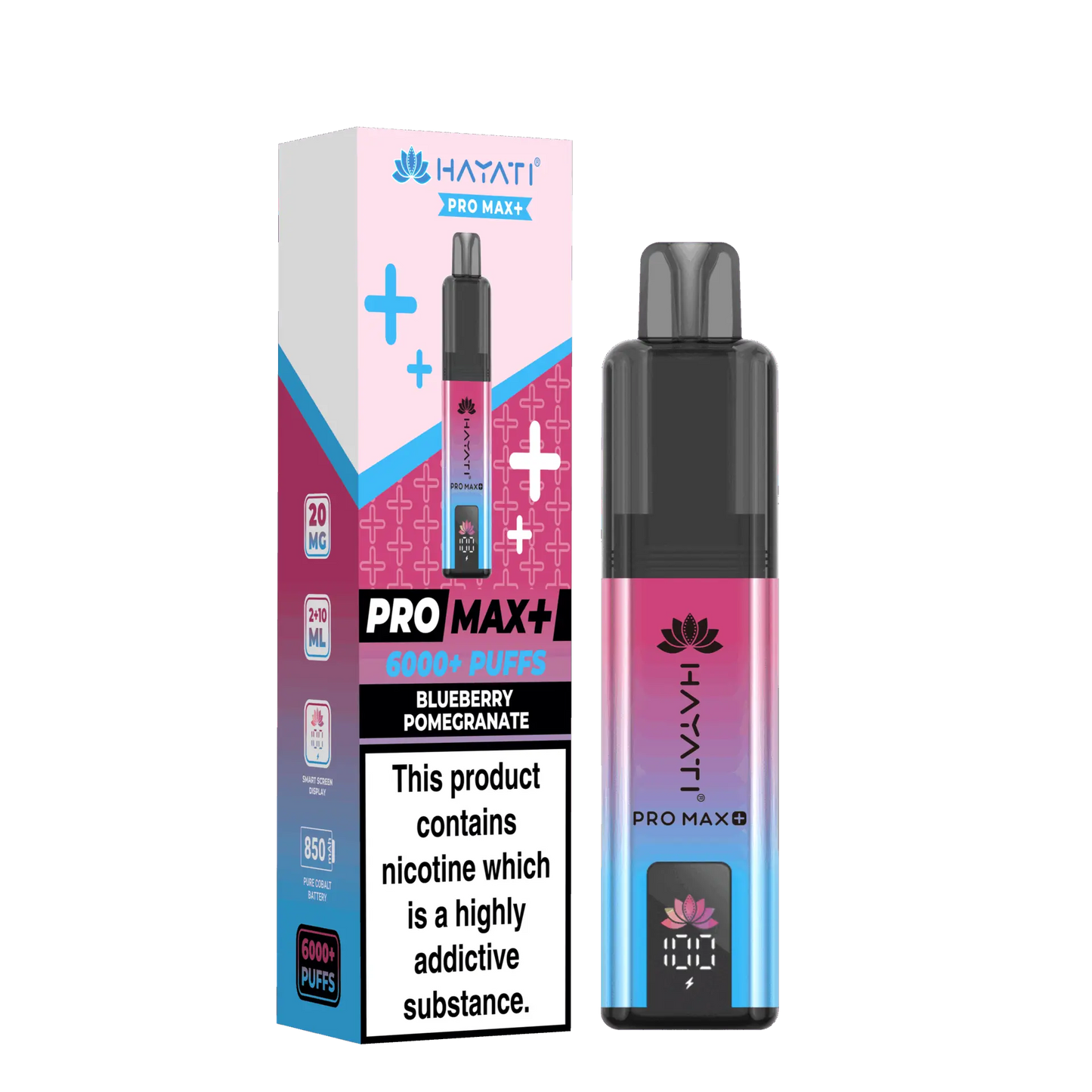 Buy Hayati Pro Max Plus 6000 Prefilled Vape Box of 5 Blueberry Pomegranate