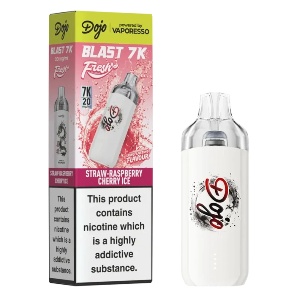 Buy Dojo Blast 7K Prefilled Pod Kit Box of 5 Straw Raspberry Cherry Ice