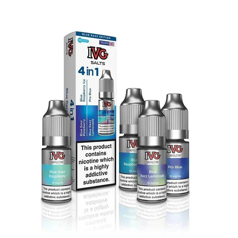 Buy 4 in 1 IVG Nic Salt 10ml E-liquids 4 Flavours ( Pack of 4 ) Blue Razz Edition
