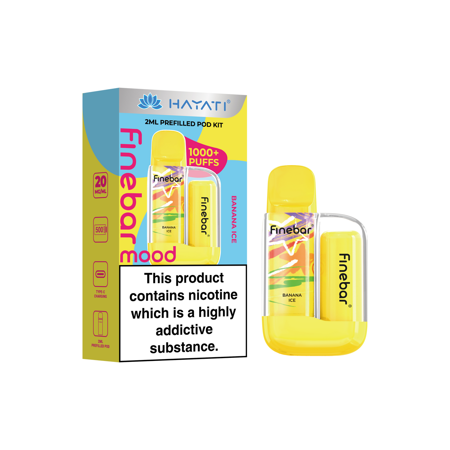 Buy Hayati Finebar Mood Pod Vape Kit Box of 10 Banana Ice