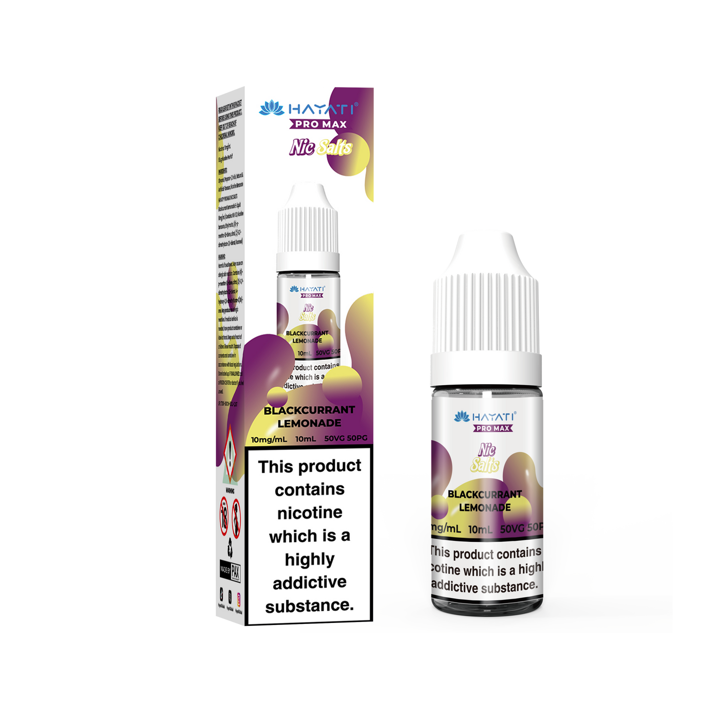 Buy Hayati Pro Max 10ml Nic Salt E-Liquid - Pack of 10 Blackcurrant Lemonade