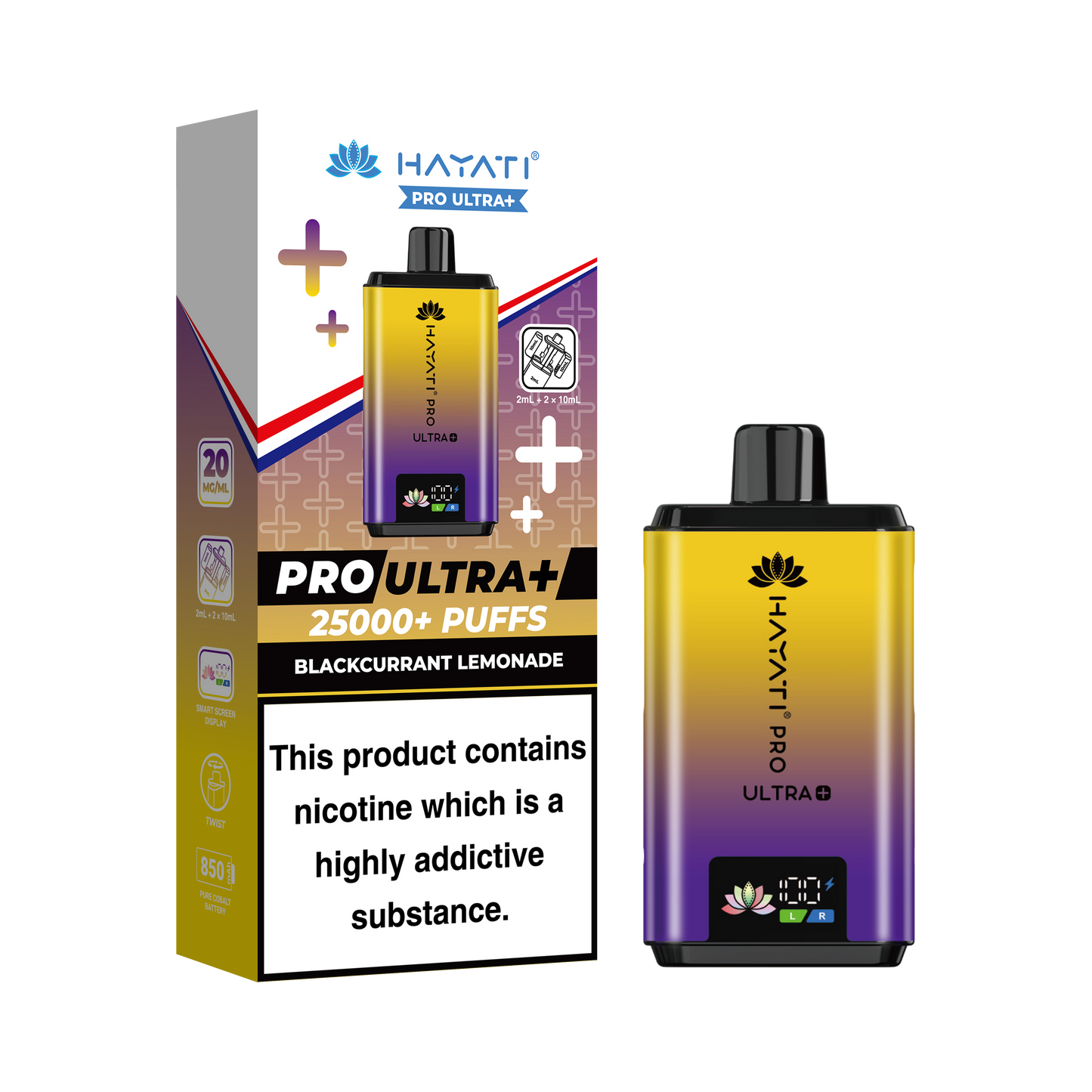 Buy Hayati Pro Ultra Plus 25k Prefilled Vape Kit Box of 5 Blackcurrant Lemonade