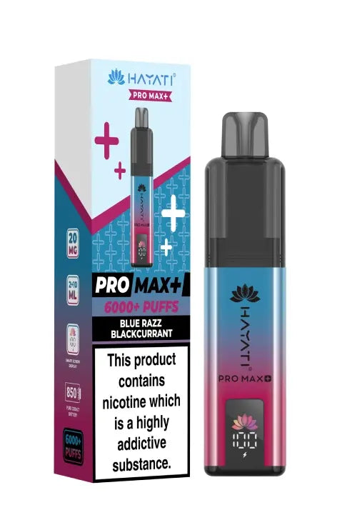 Buy Hayati Pro Max Plus 6000 Prefilled Vape Box of 5 Blue Razz Blackcurrant