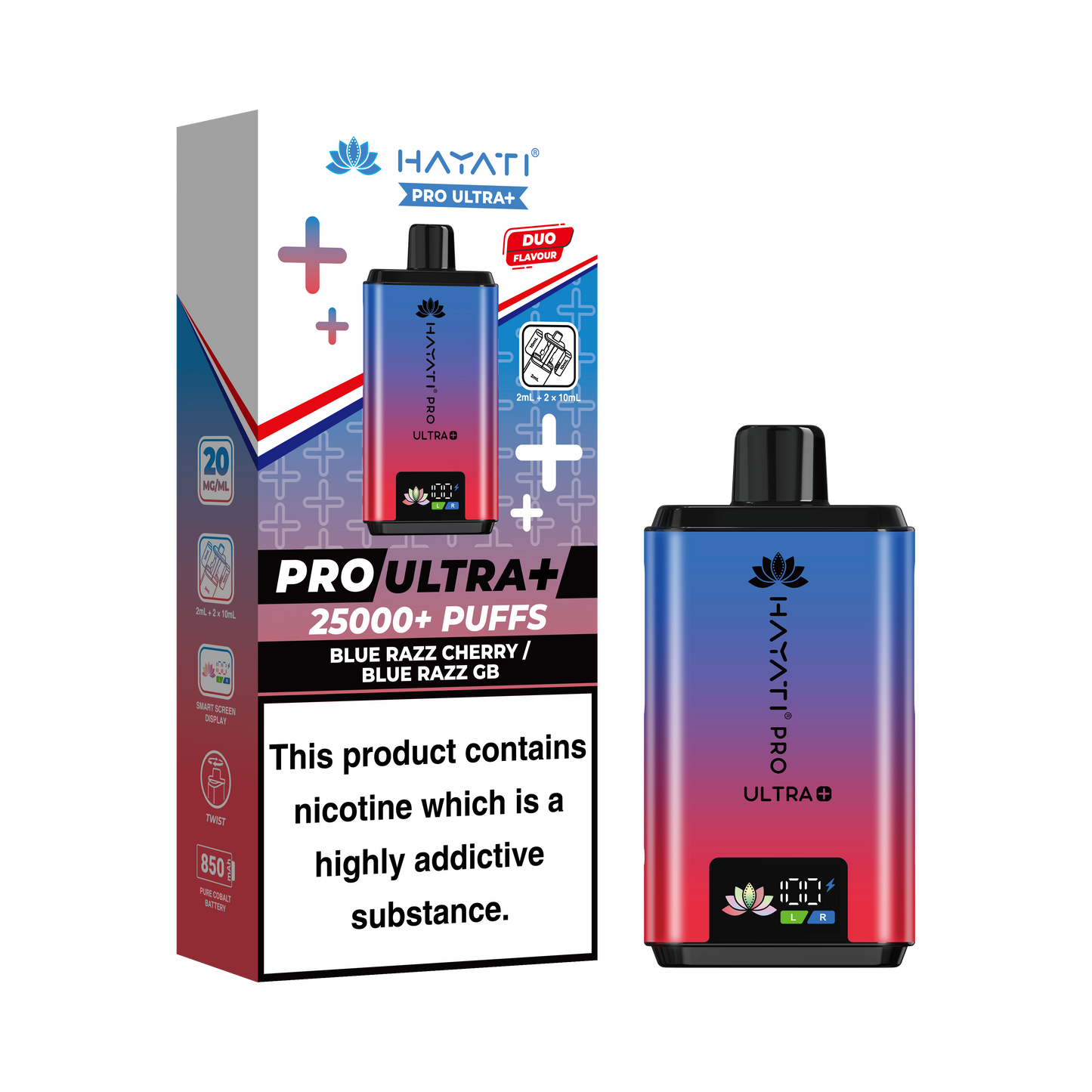 Buy Hayati Pro Ultra Plus 25k Prefilled Vape Kit Box of 5 Blue Razz Cherry Blue Razz GB