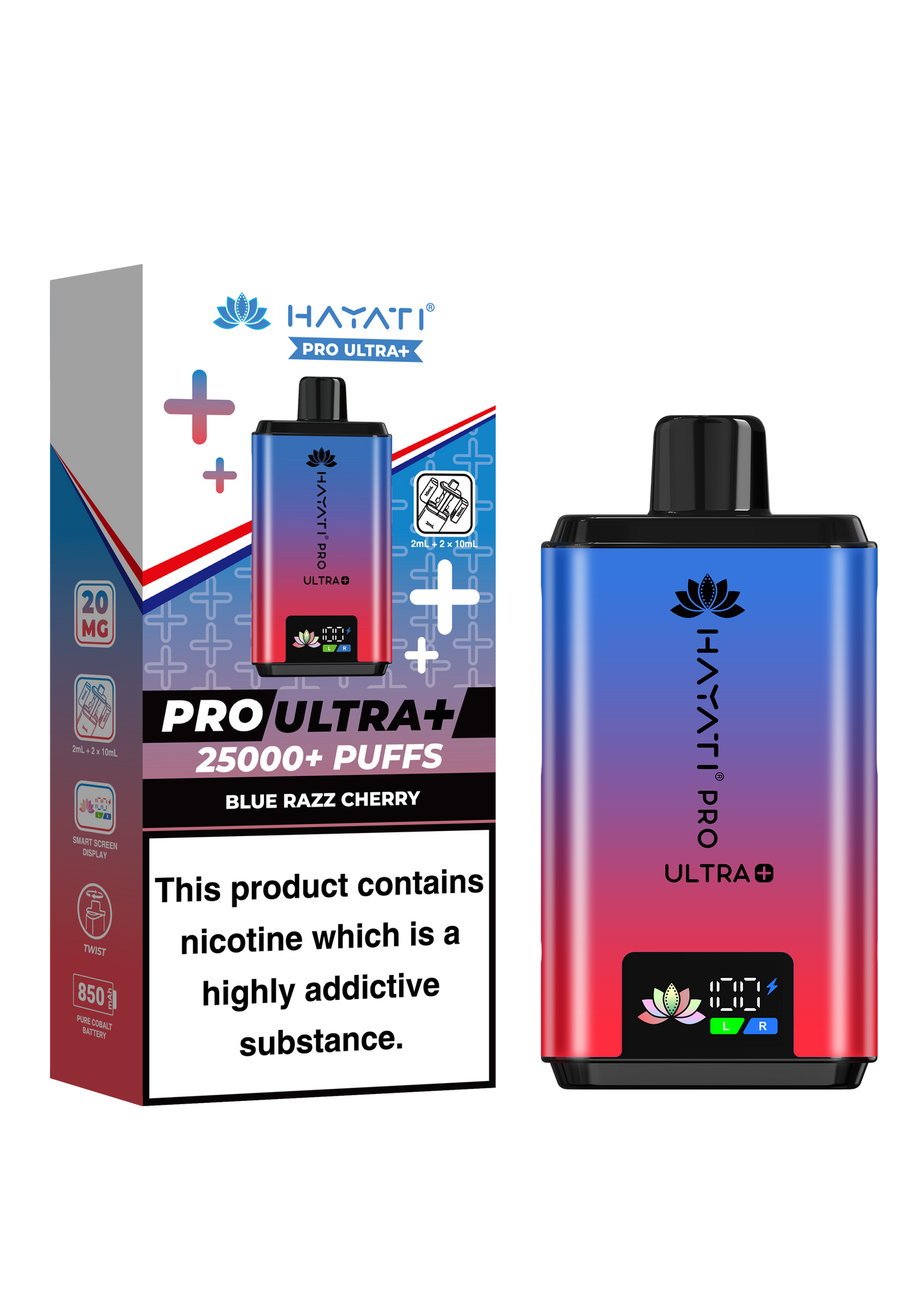 Buy Hayati Pro Ultra Plus 25k Prefilled Vape Kit Box of 5 Blue Razz Cherry