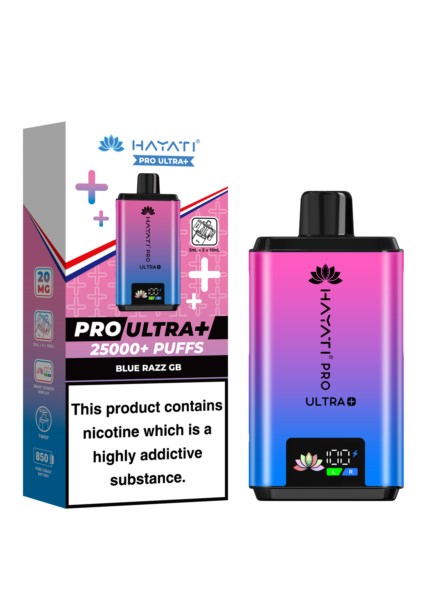 Buy Hayati Pro Ultra Plus 25k Prefilled Vape Kit Box of 5 Blue Razz Gummy Bear