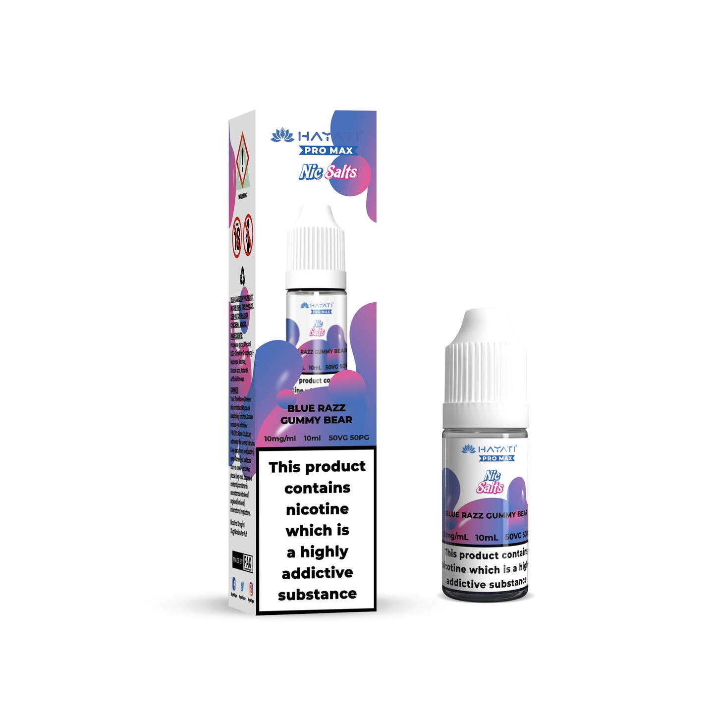 Buy Hayati Pro Max 10ml Nic Salt E-Liquid - Pack of 10 Blue Razz Gummy Bear