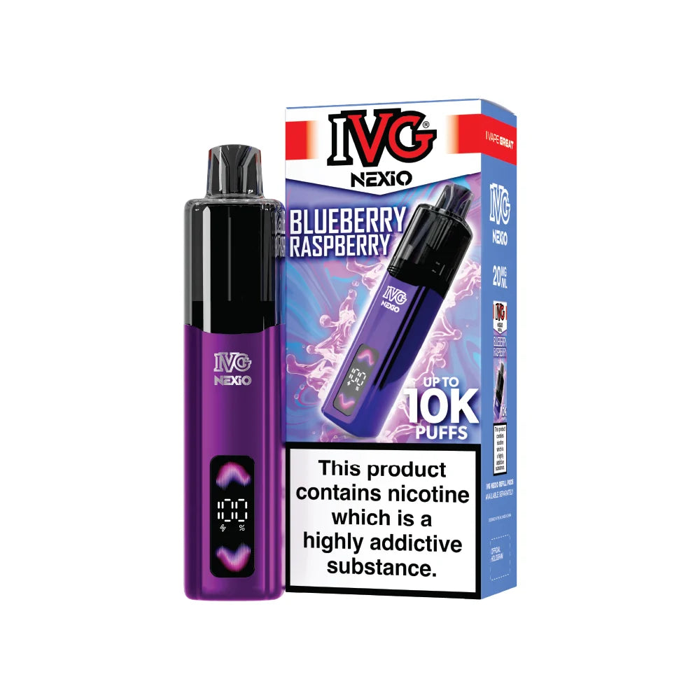 Buy IVG Nexio 10k Pod Vape Kit Box of 5 Blueberry Raspberry