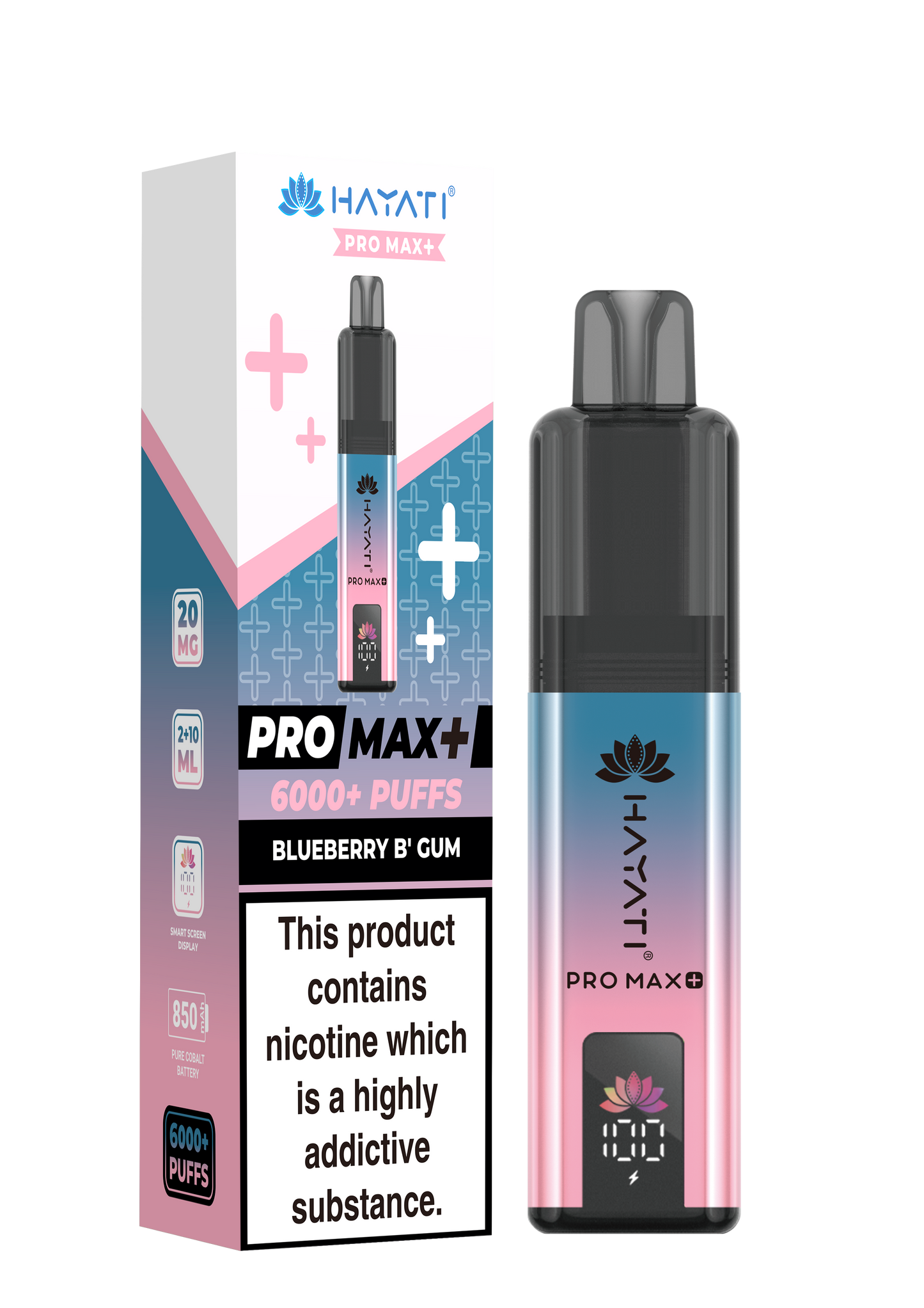 Buy Hayati Pro Max Plus 6000 Prefilled Vape Box of 5 Blueberry Bubblegum