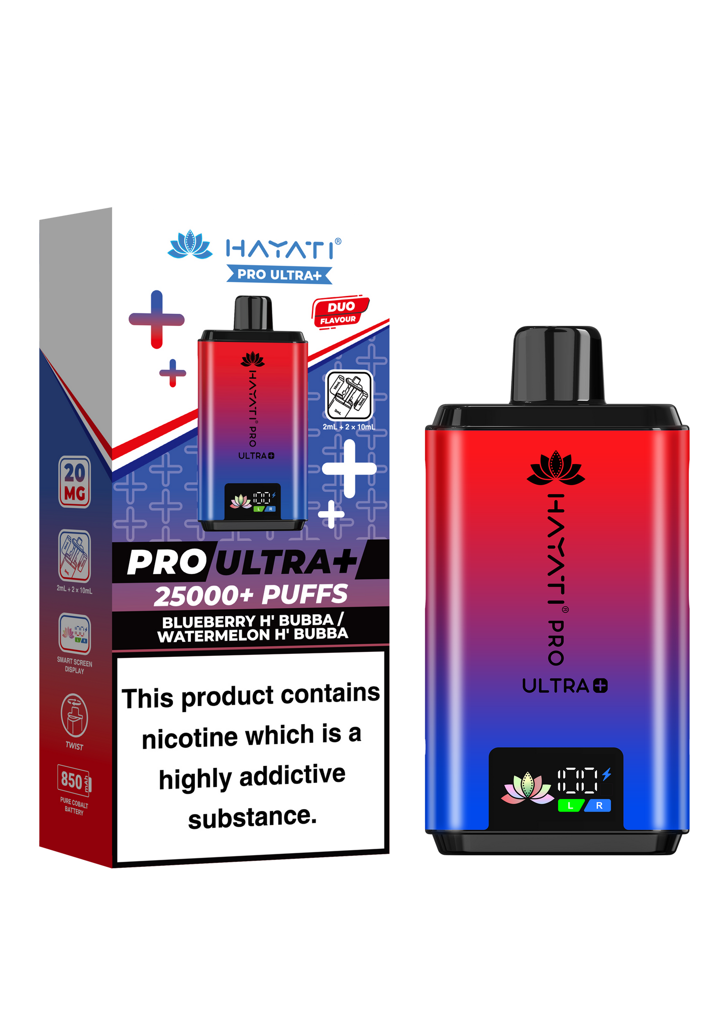 Buy Hayati Pro Ultra Plus 25k Prefilled Vape Kit Box of 5 Blueberry Hubba Bubba Watermelon Hubba Bubba
