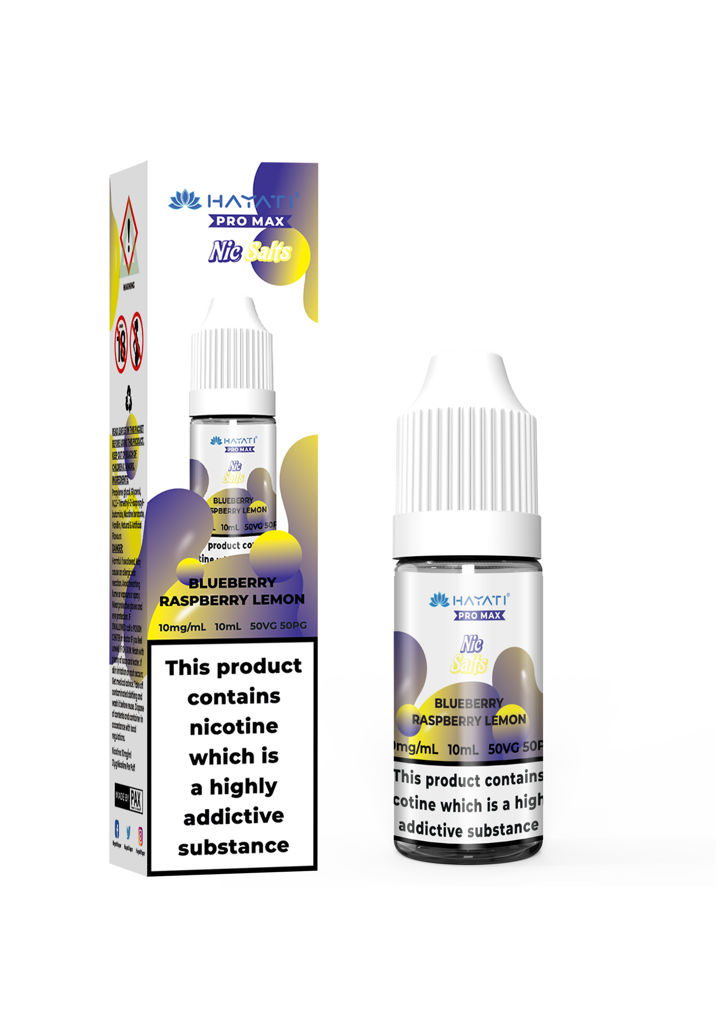 Buy Hayati Pro Max 10ml Nic Salt E-Liquid - Pack of 10 Blueberry Raspberry Lemon