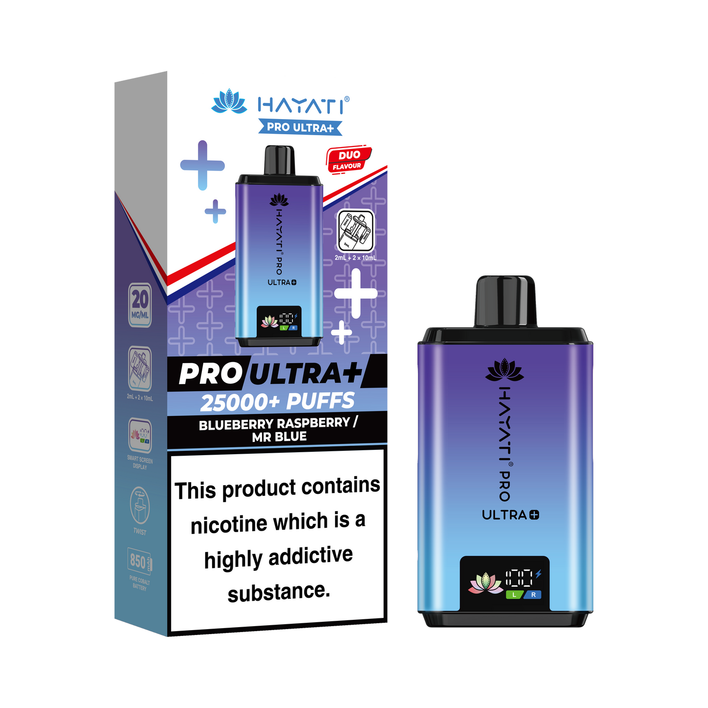Buy Hayati Pro Ultra Plus 25k Prefilled Vape Kit Box of 5 Blueberry Raspberry Mr Blue