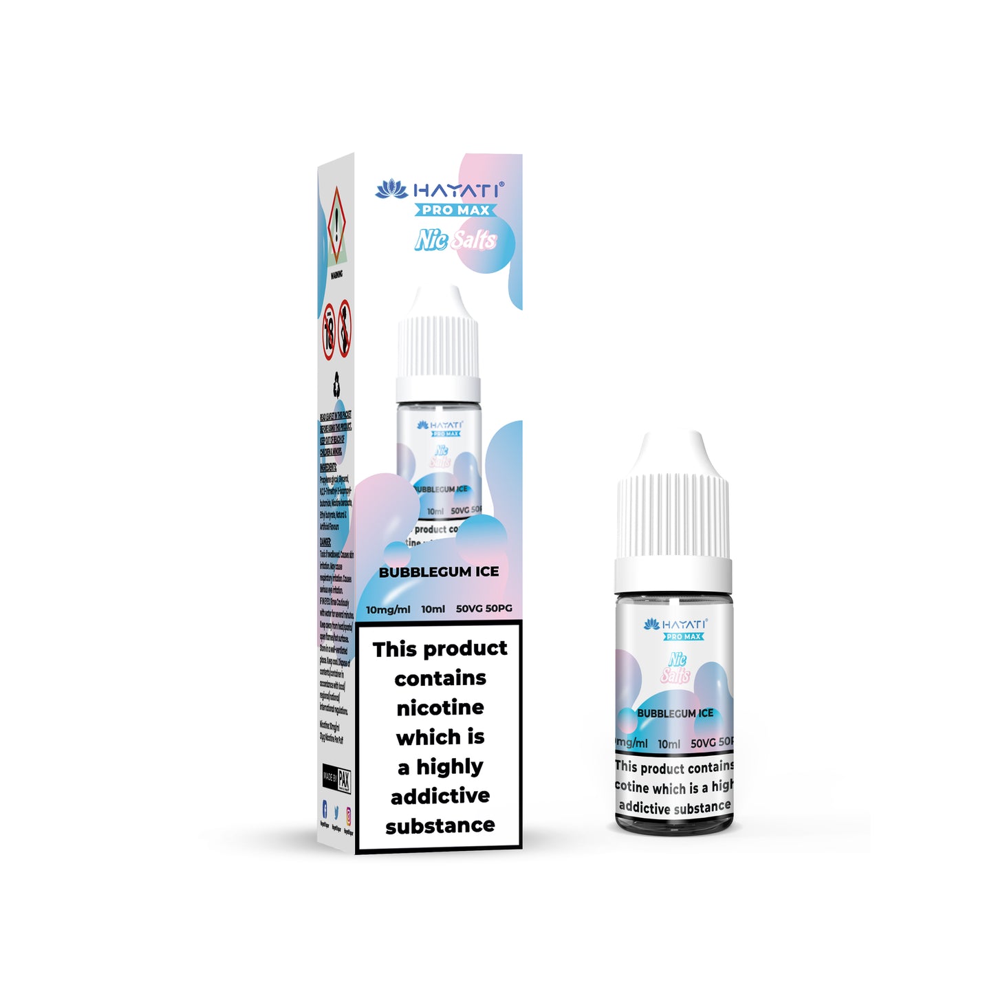 Buy Hayati Pro Max 10ml Nic Salt E-Liquid - Pack of 10 Bubblegum Ice