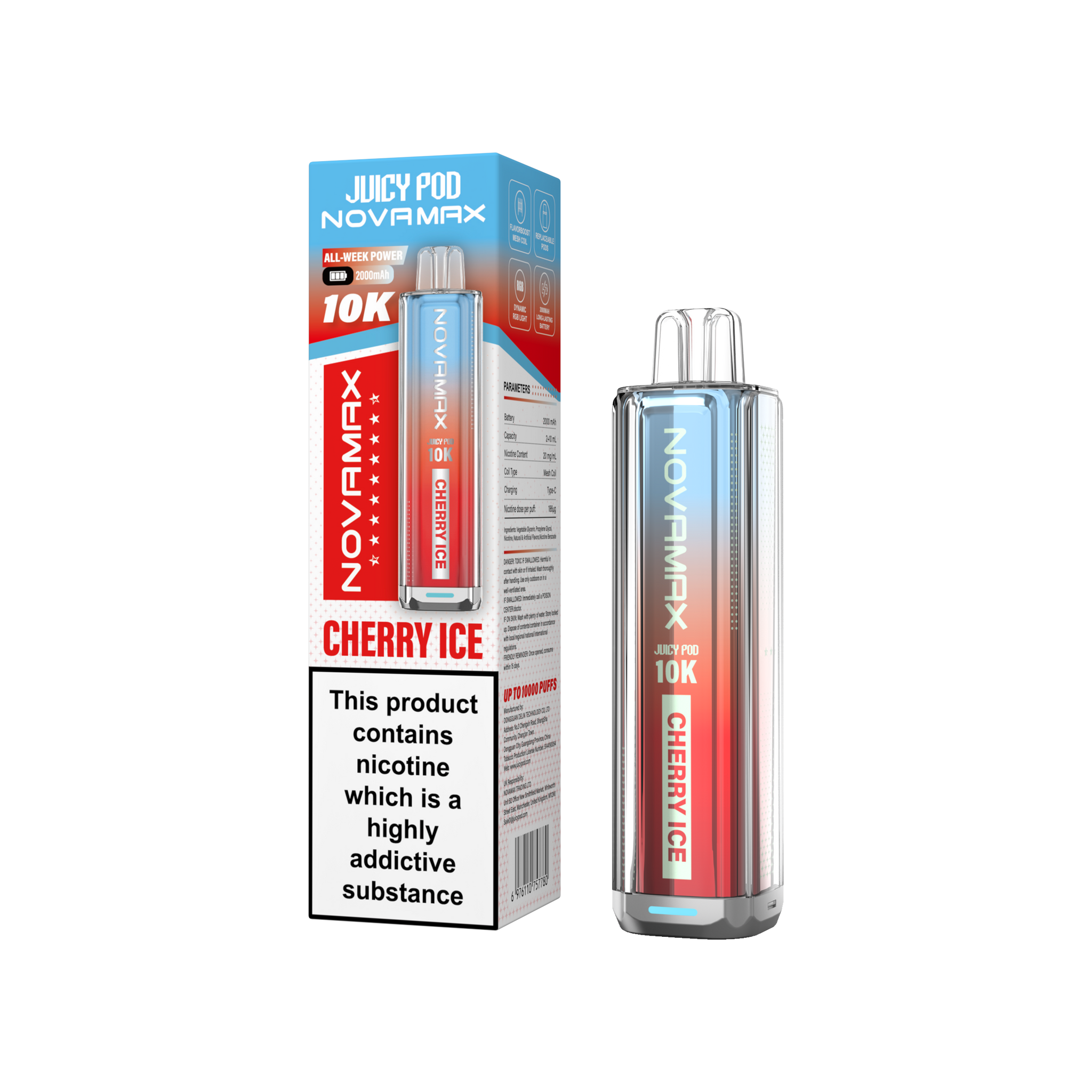 Buy Juicy Pod Novamax 10k Prefilled Pod Vape Kit Pack of 5 Cherry Ice