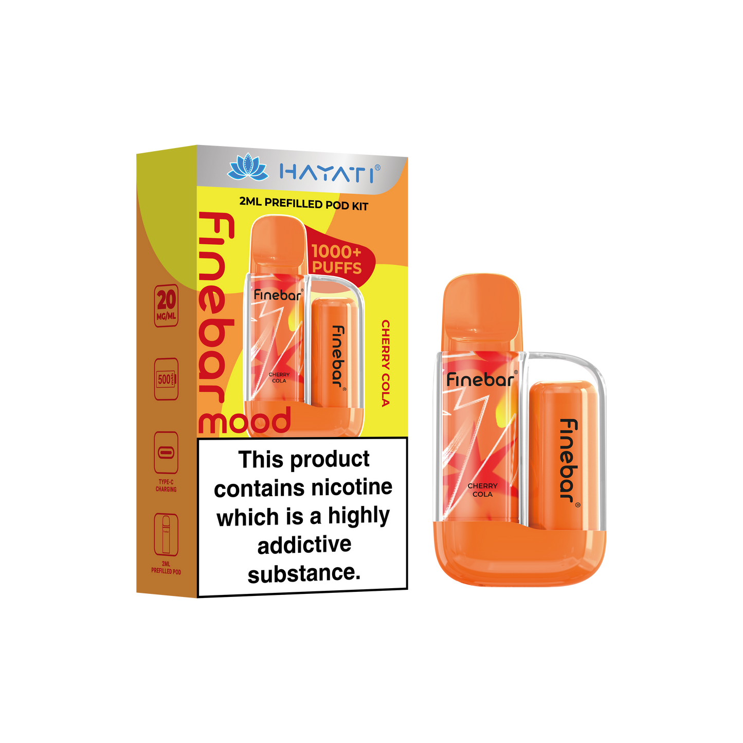 Buy Hayati Finebar Mood Pod Vape Kit Box of 10 Cherry Cola