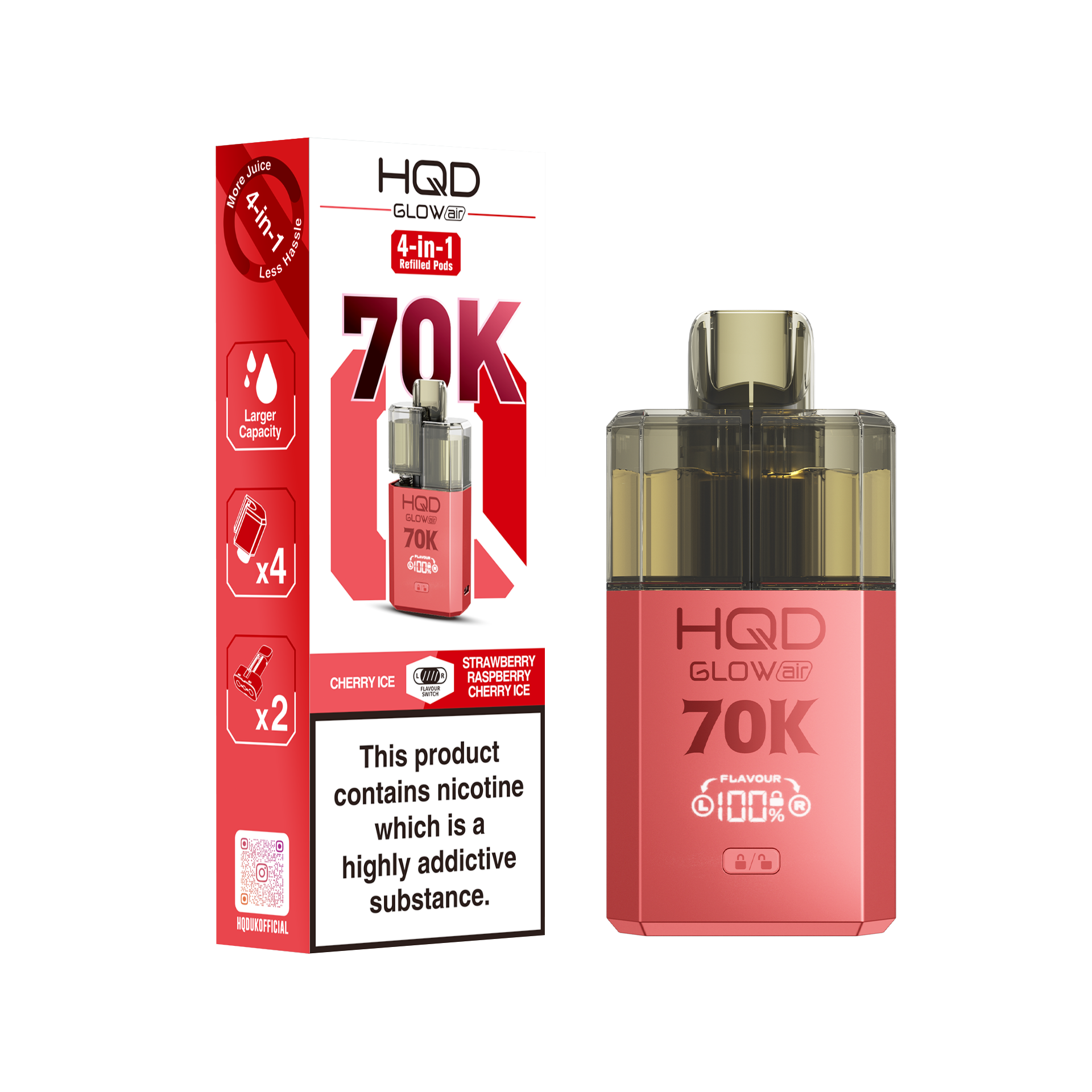 HQD Glow Air 70K Prefilled Pod Vape Kit Box of 5