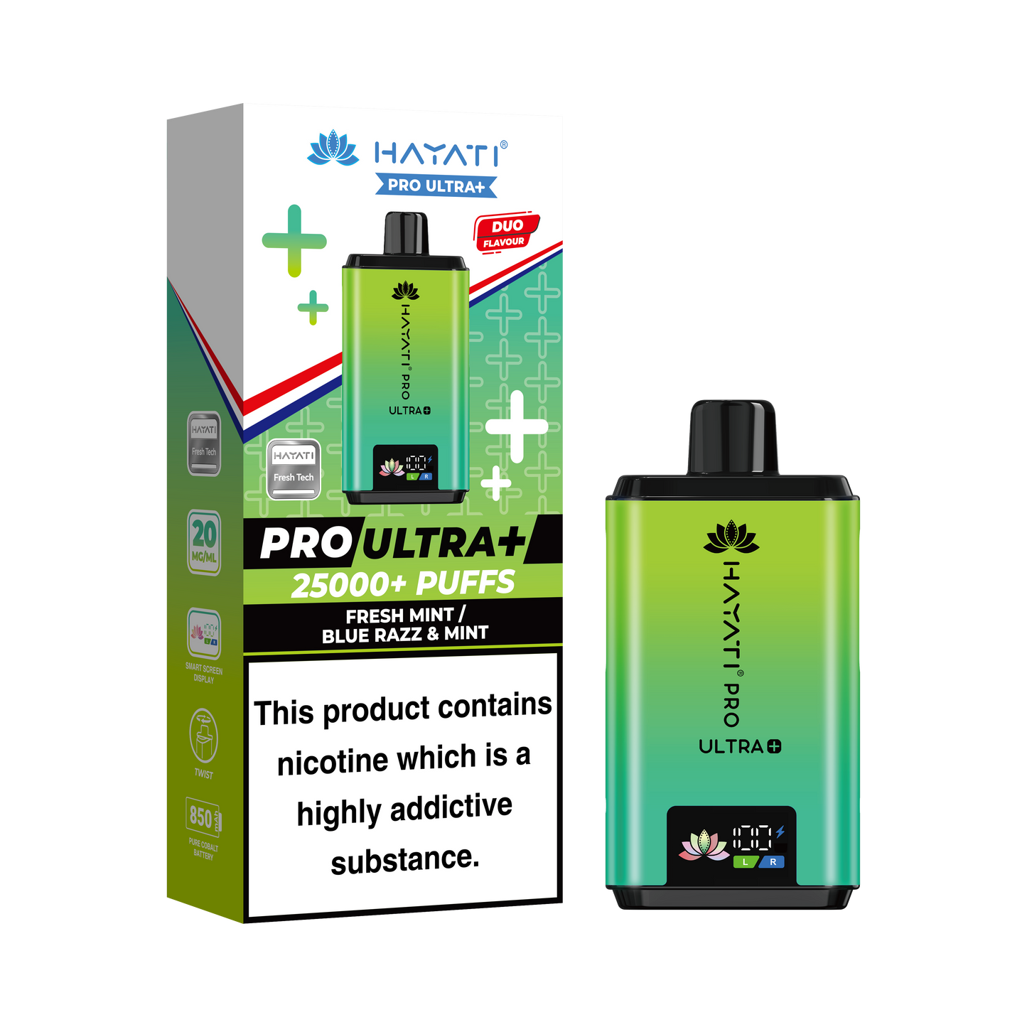 Buy Hayati Pro Ultra Plus 25k Prefilled Vape Kit Box of 5 Fresh Mint Blue Razz Mint