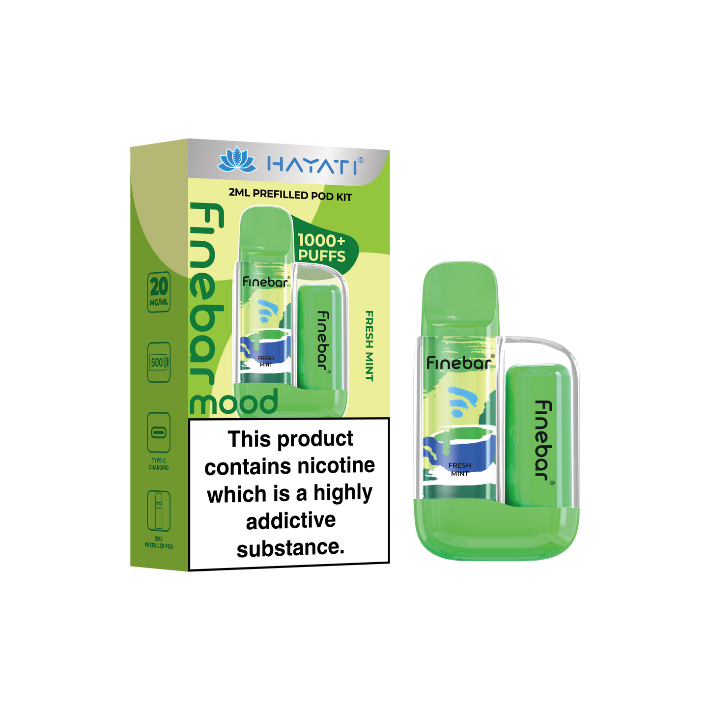 Buy Hayati Finebar Mood Pod Vape Kit Box of 10 Fresh Mint