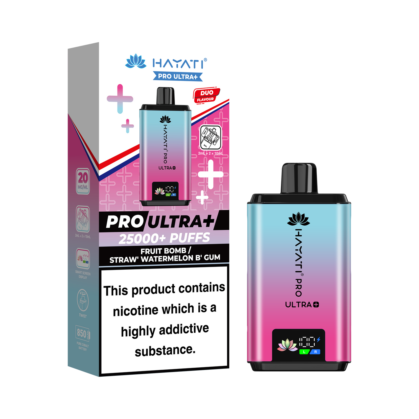 Buy Hayati Pro Ultra Plus 25k Prefilled Vape Kit Box of 5 Fruit Bomb Strawberry Watermelon Bubblegum
